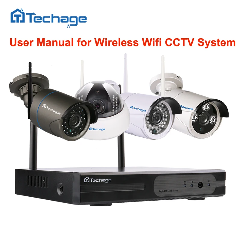 

Techage User Manual for Security Wireless NVR Kit WIFI CCTV System Instructions How to Connect, Set Email Alert, Motion Detect
