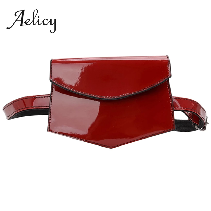 

Aelicy High Quality fanny packs Women ultra-thin Patent Leather Waist Bag Phone Pocket Female New Flap Small Chest Belt Bag