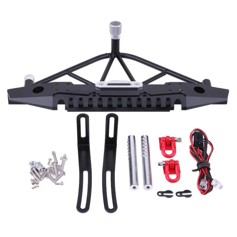 

Metal Rear Bumper with 2 LED Light Tyre Rack for Axial SCX10 RC Crawler Car Accessories