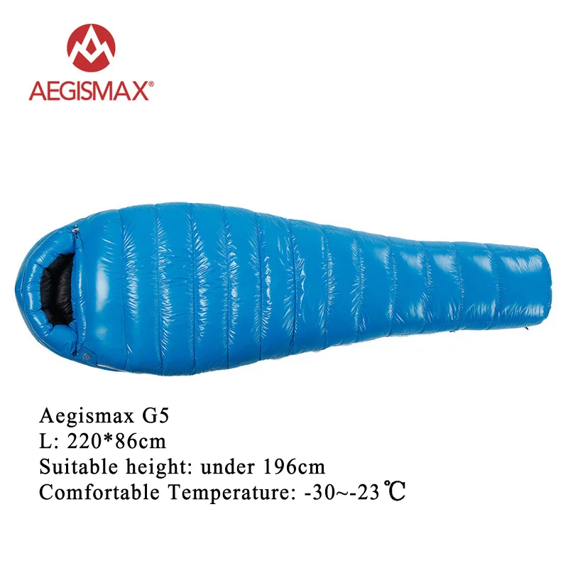 AEGISMAX 95% белый гусиный пух, спальный мешок для мам, для кемпинга, для холодной зимы, Сверхлегкий, удлиненный, утолщенный, для кемпинга, комбинированный, FP800 G1-G5 - Цвет: G5 L blue