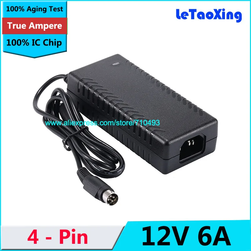 1 шт. AC DC 12V 6A 4 Pin адаптер питания 72W Переключатель контактный для ЖК телевизора