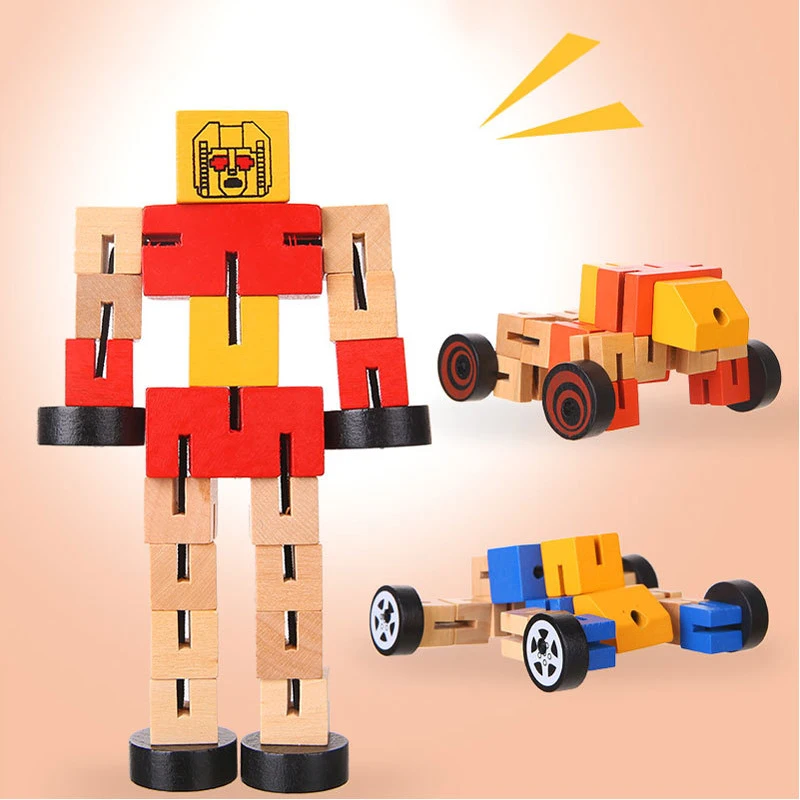 Children Robot Toy Transformation Anime Series Action Figure Toy Robot Car Wooden Model Action Figure Toy for Child Gift