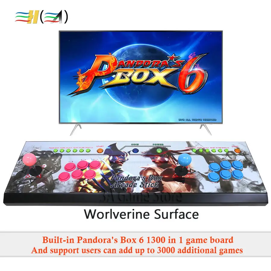 New Pandora Box 6 1300 in 1 Family console 2 players Joysticks led buttons can add extra 3000 games Support FBA MAME PS1 game 3d New Pandora Box 6 1300 in 1 Family console 2 players Joysticks led buttons can add extra 3000 games Support FBA MAME PS1 game 3d