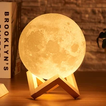 Creative 3D Print LED Moon Night Light Rechargeable moon lamp Bedroom Night Lamp for Christmas Home Decoration Birthday gift Creative 3D Print LED Moon Night Light Rechargeable moon lamp Bedroom Night Lamp for Christmas Home Decoration Birthday gift