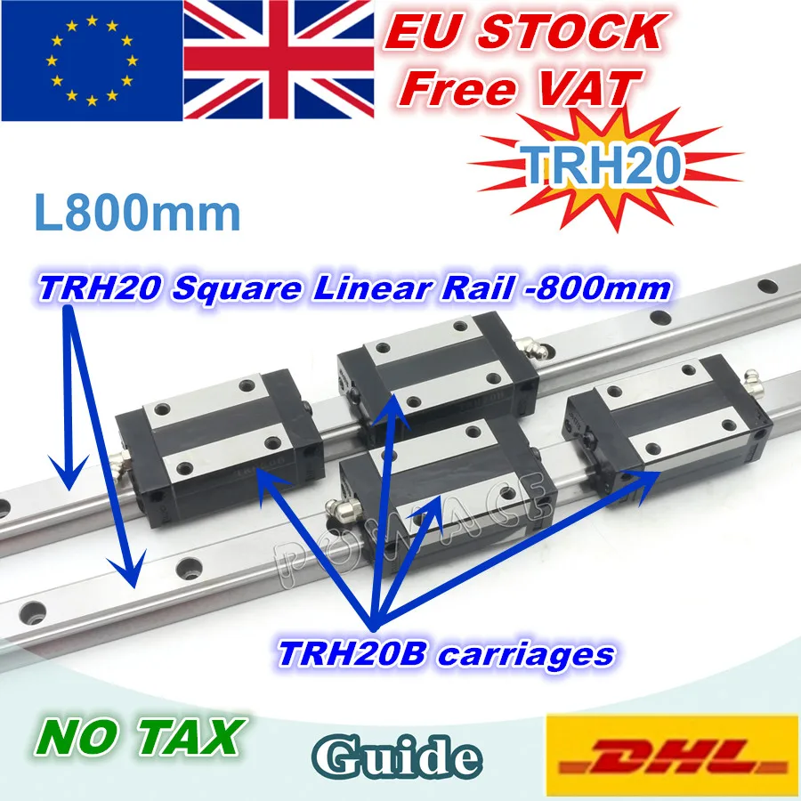 [ЕС сток] TRH20 квадратная линейная направляющая 500 мм/800 мм для фрезерного станка с ЧПУ+ TRH20B Квадратный Блок