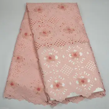 

French Mesh Laser Embroidery Fabric beaded Guipure High quality tulle cut lace Women Fashion 2018 African 3d Lace Fabric