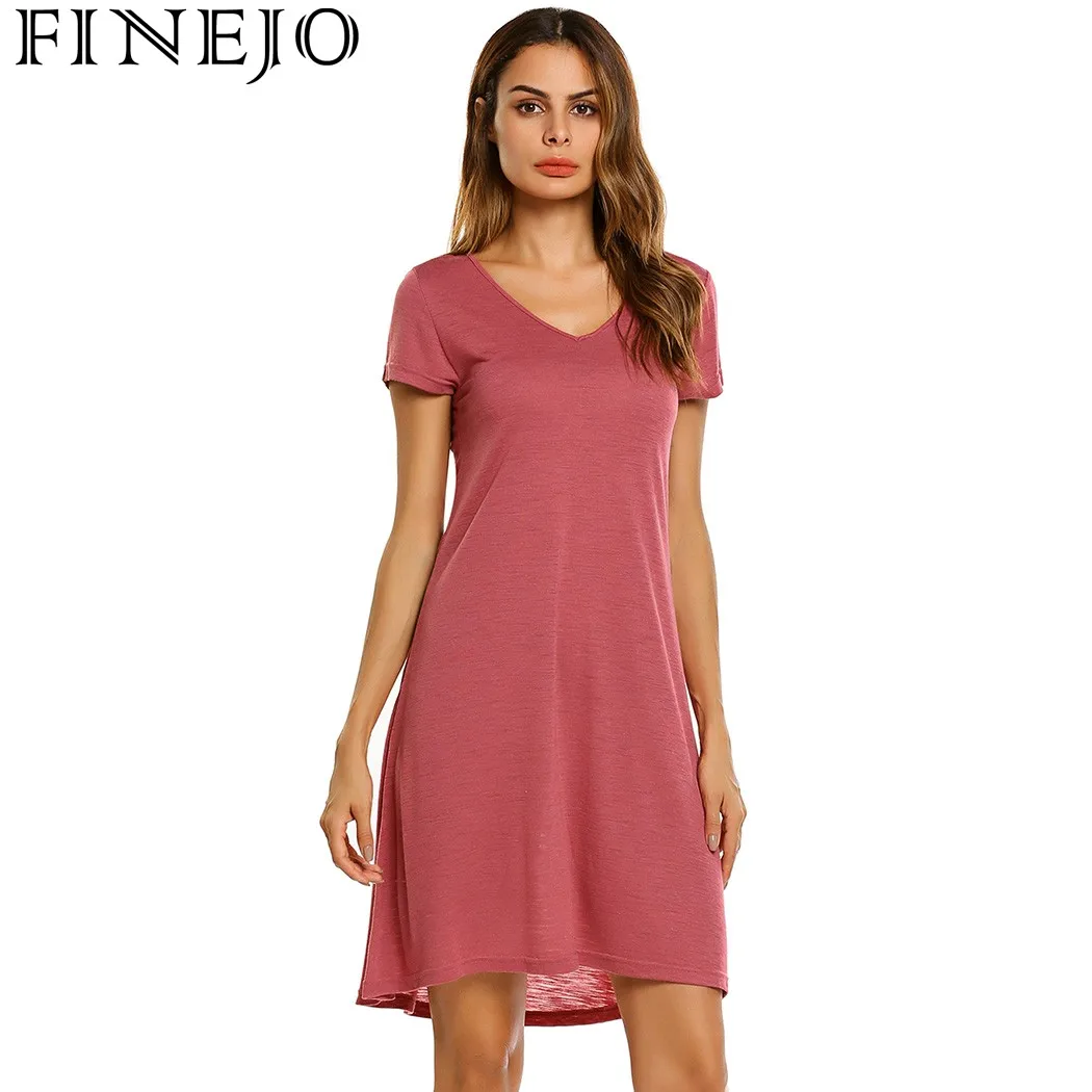 FINEJO модное платье женские летние платья новое Повседневное с v образным вырезом и