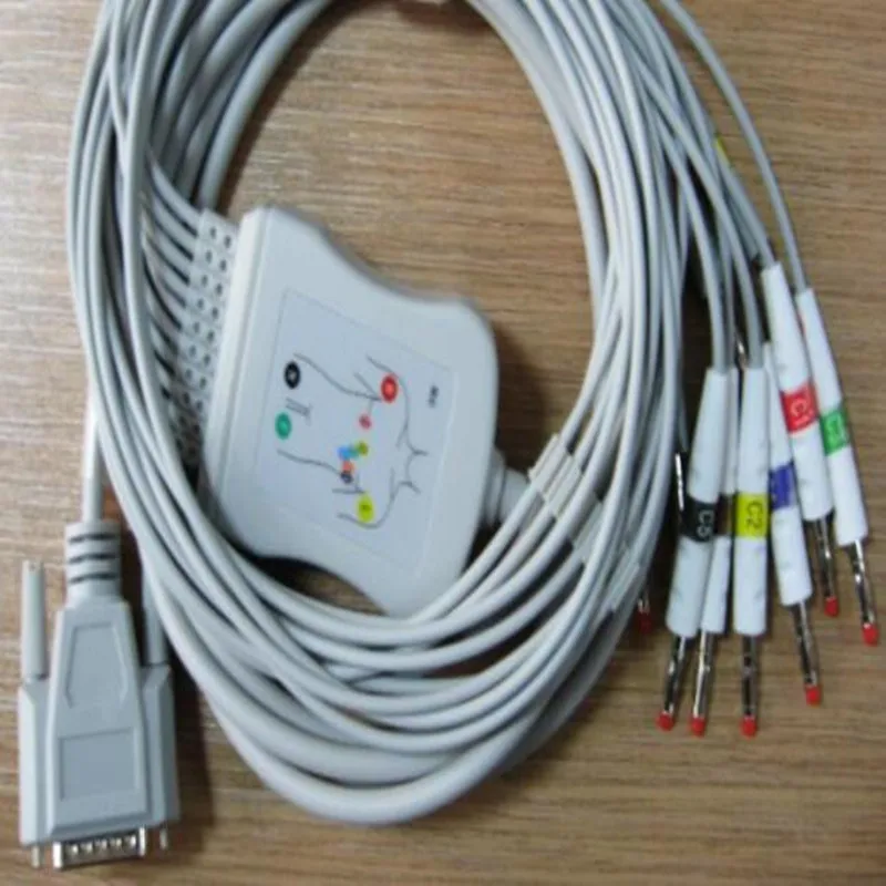 Совместим с Nihon Kohden ECG-1250, ECG-1350 кабель для ЭКГ с leadwires 10 leadwires медицинский кабель ЭКГ 4,0 банановый конец, ТПУ