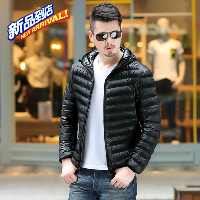US Men/'s Packable Down Jacket Ultralight Stand Collar Coat Winter Hoodie Puffer