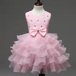 Короткое платье для свадебной вечеринки платье с бантом для девочек детская юбка платье для Первого Причастия платье с цветочным узором