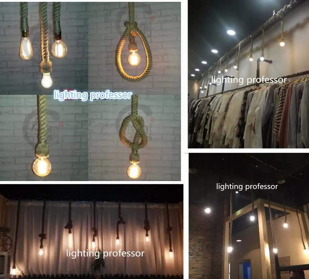 Loft Industrial Pendant Lights Vintage Restaurant Hanging Lamp Dining Room Pendant Lamps Bar Coffee Cloth Shop Hemp Rope Light Industrial Pendant Light Pendant Lightsrope Light Aliexpress
