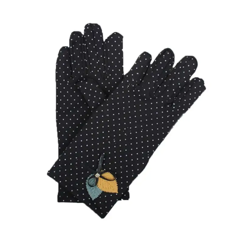 Новые Модные Элегантные женские шерстяные перчатки с сенсорным экраном зимние женские теплые кожаные перчатки с бантом Вышитые перчатки - Цвет: Черный