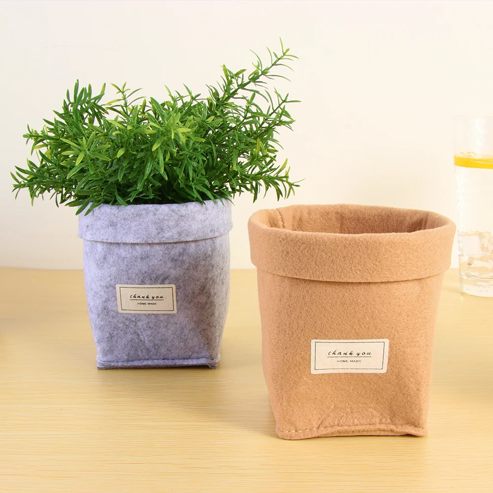 

Succulents Nordic Storage Green Plant Vases Creative Desktop Printing Cards Felt Flower Pots Bedroom Ornament Home Decor Holder