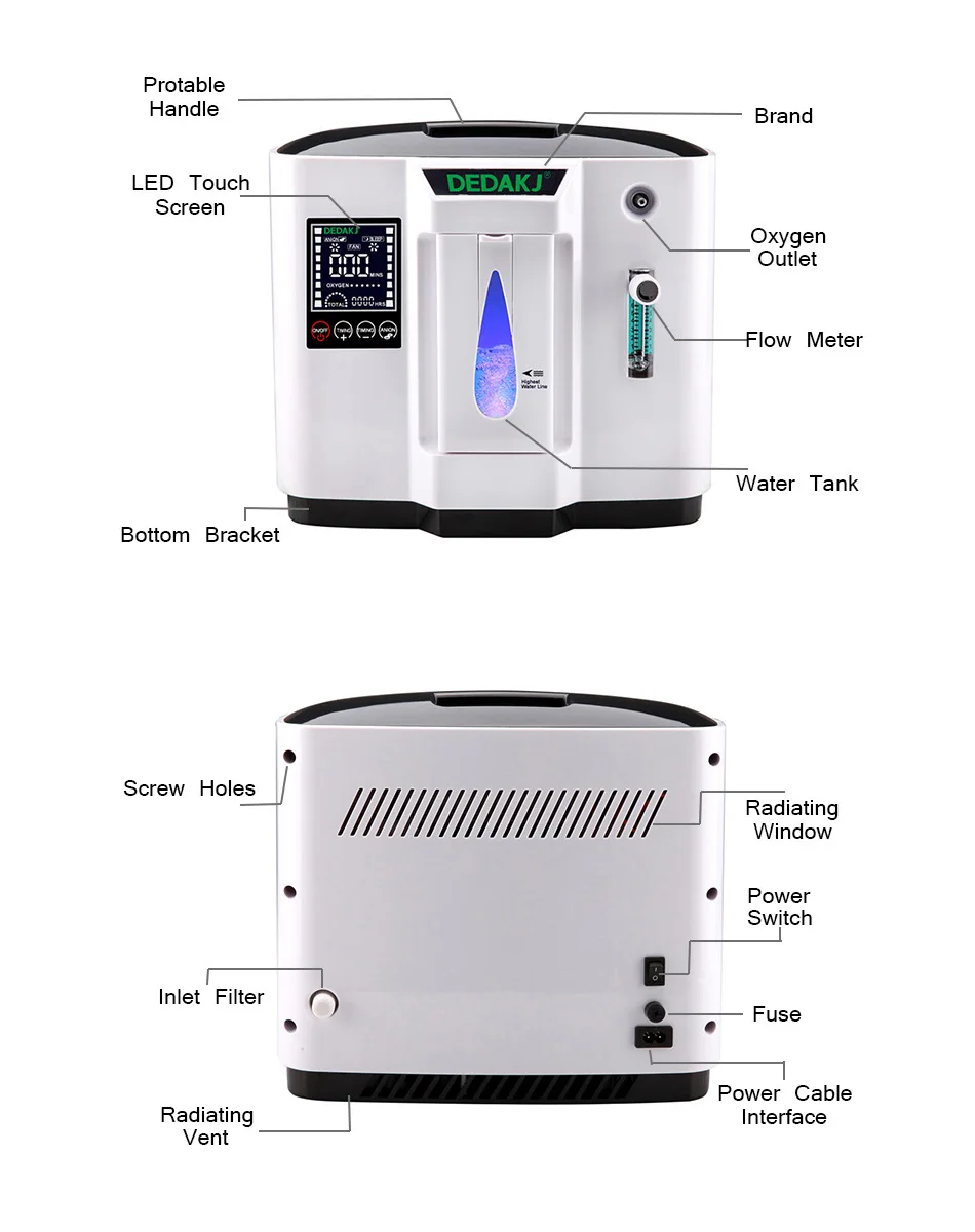 DEDAKJ DDT-1A/DDT-1B AC110V/220 V Регулируемый портативный концентратор кислорода генератор очиститель воздуха дома не на батарейках