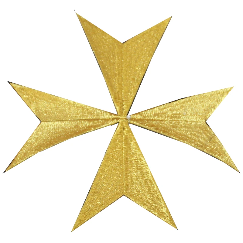 

YACKALASI Cruz De Malta Gold Appliqued Cosplay Trims Embroidered Accessory Iron on Flower Patches 15cm-20cm