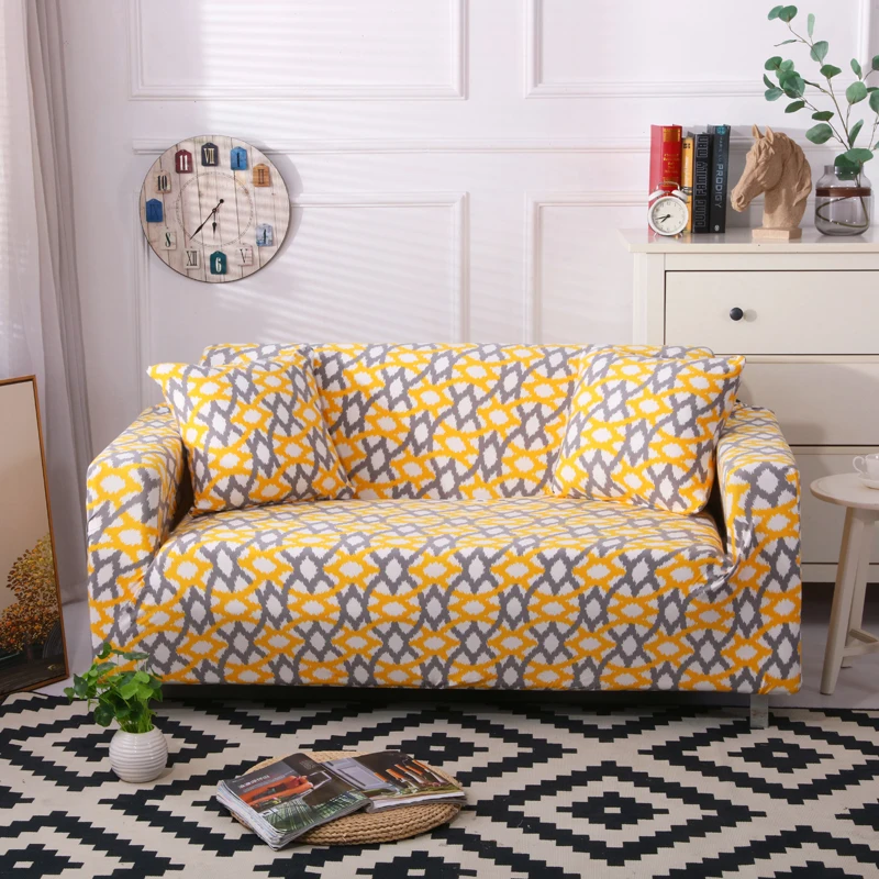 Геометрический современный диван-кровать Эластичный полиэстер стрейч с цветочным принтом полотенце 1/2/3/4 местный чехол для гостиная мебель защитная крышка - Цвет: color 10