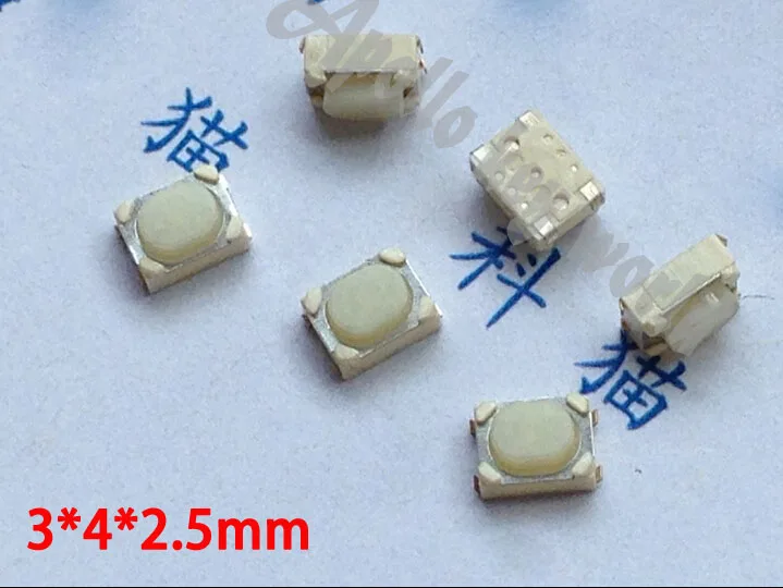 

SMD Micro Switch Tactile Push Button For Chevrolet New LaCrosse Cruze Excelle Regal Remote Key (3*4*2.5) 100PCS/lot