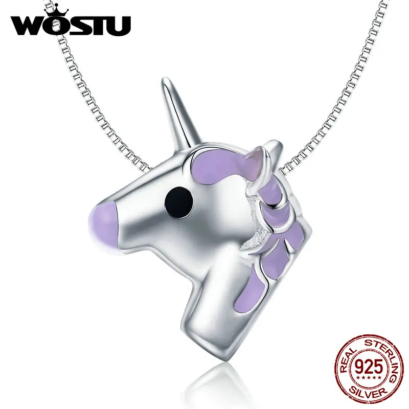 WOSTU 100% Real 925 Sterling Silver Licorne Charm Beads For Women Original Bracelet Necklaces 925 Jewelry Fashion Gift BKC671