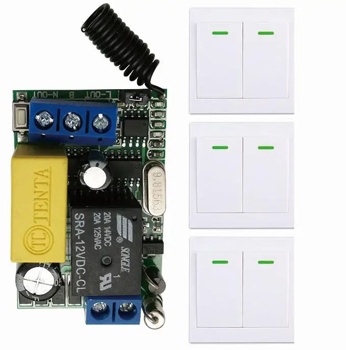 Mini Size AC220V 1CH digital Remote Control Switch Receiver Wall ...