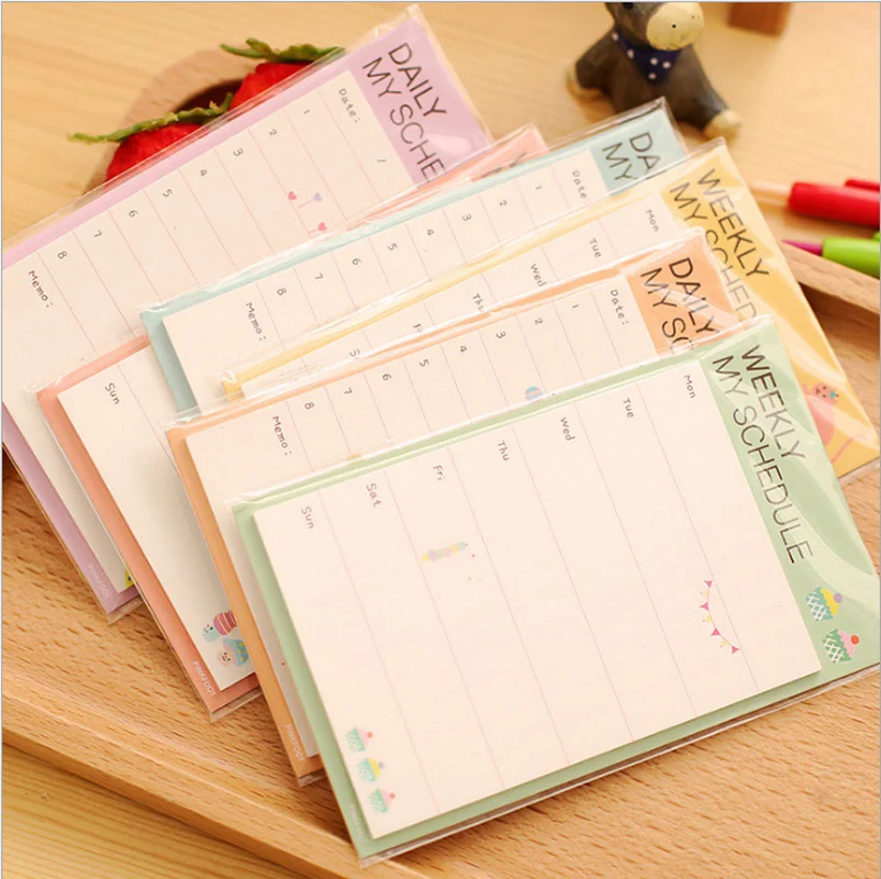

1 Pcs South Korean Stationery Weekly Plan Post-it Daily Plan Notepad N Times Memo Sheets Planner Stickers Kawaii Stickers