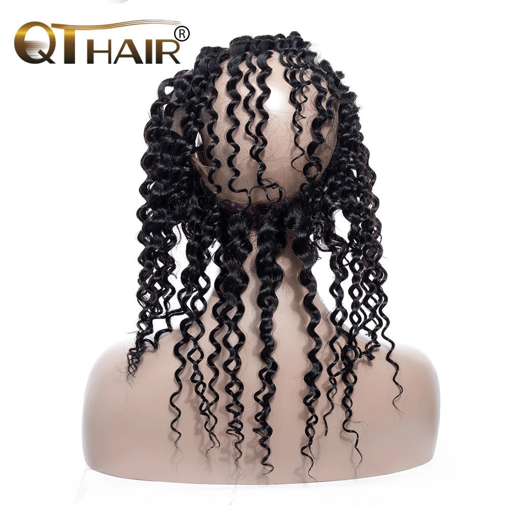 QT 360 Lace Frontal Wig Brazilian Deep Wave Lace Frontal Human Hair Wigs For Women Natural Black Remy Hair