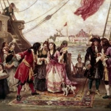 Captain William Kidd In New York Harbor  Jean Leon Gerome Ferris (1863-1930 American) Poster Print (18 x 24)