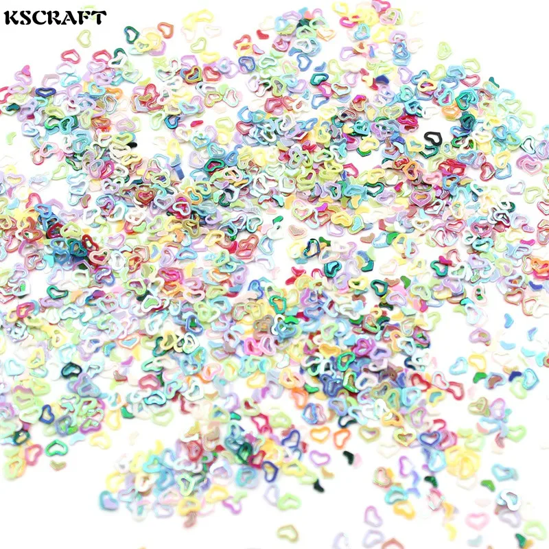 

KSCRAFT 3mm Mixed Colorful Empty Hearts Shape Sequins PVC Flat for DIY Card Making Craft Color Collection