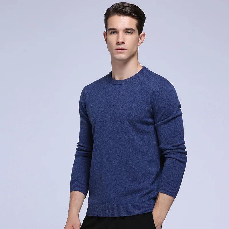 Merino Wool Pullover - Men's 100% Wool Solid O-neck Sweater Warm Full ...