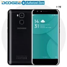 Doogee Y6 mobile téléphones 5.5 Pouce HD 2 GB + 16 GB D’empreintes Digitales Android6.0 Double SIM MTK6750 Qcta Core 13.0MP 3200 mAH WCDMA LTE GSM GPS