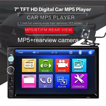 

20Pcs/Lot 7010B 7 Inch Bluetooth V2.0 Car Audio Stereo Touch Screen MP5 Player + Rearview Camera For Backup Parking