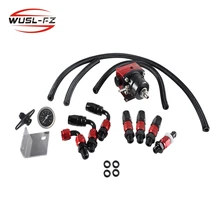 Универсальный Регулируемый регулятор давления топлива Комплект масла 0-100psi датчик красный Black-6AN подходит масляный охладитель комплект