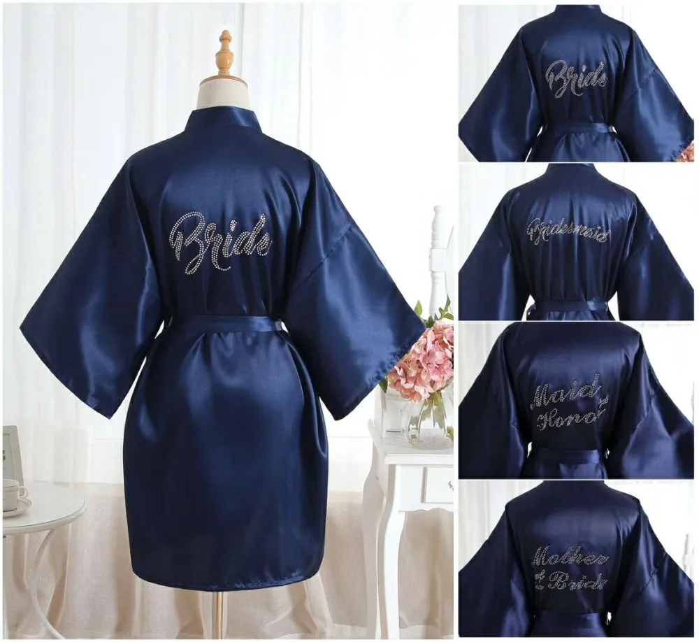 

Silk Satin silver word Women Satin Silk robes Gown Wedding Bride robe Bridesmaid Bridal robe