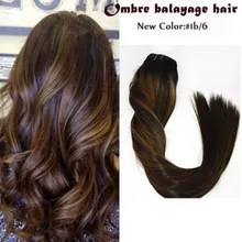 Full Shine Extensiones Balayage Hair Clip Ins Extension Brazilian Virgin Human Hair Ombre Clip in Real Hair Extensions 1B/6/1B