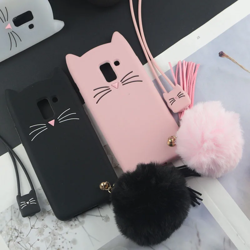 

Cute 3D Cartoon Silicon Case for Samsung Galaxy A9 Star Lite Cases Japan Glitter Beard Cat Lovely Ears Kitty Phone Cover