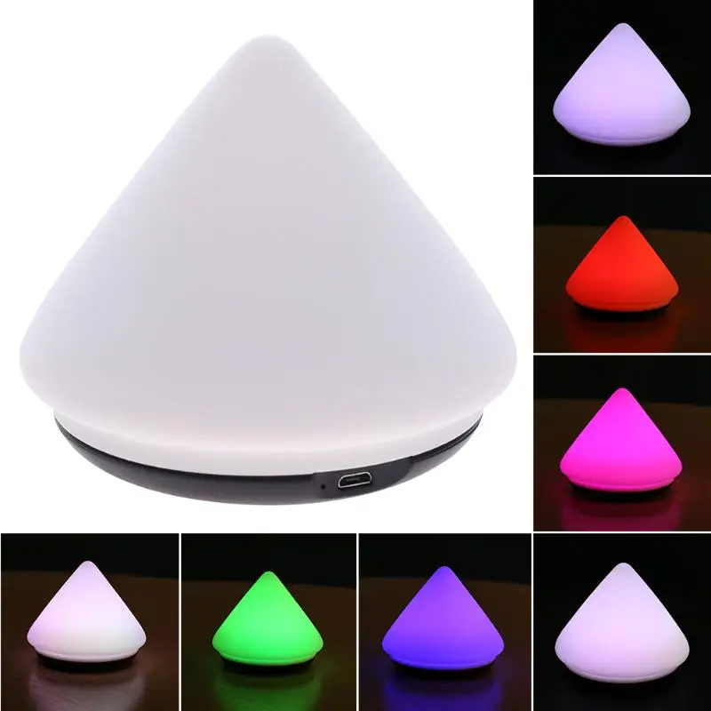 

Silicone Pyramid Shape Colorful Adjustable RGB LED Desk Mount Light LED Home Decoration Led Night Light for Christmas gifts