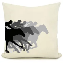New Arrival Home Textile Superimpose Effect Horse Racing Pattern Throw Pillow