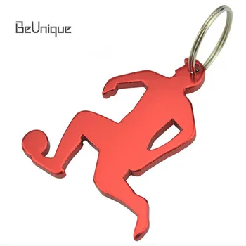 

Football Player Beer bottle opener keychain outdoor hanging buckle keyring Can Opener Sport souvenir Advertising gift Laser logo