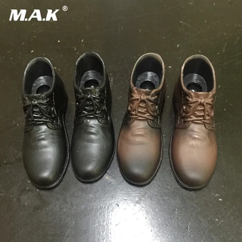 

black brown color 1/6 scale action figure accessories black plastic leather shoes with foot shape inside for joint male body