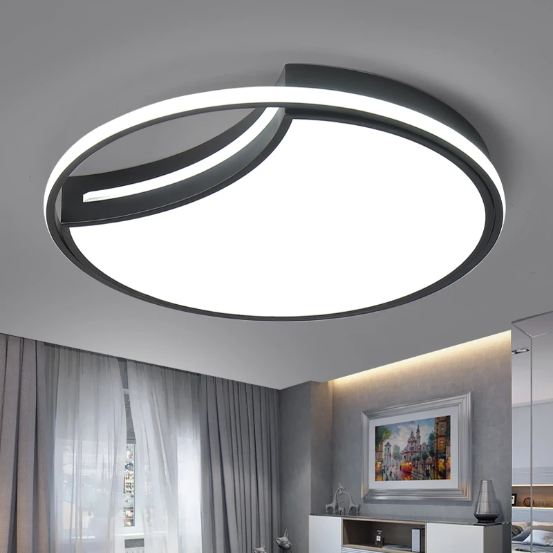 

Personality Fashion Round creative bedroom lamp led ceiling lights black and white simple modern style home study room lamps