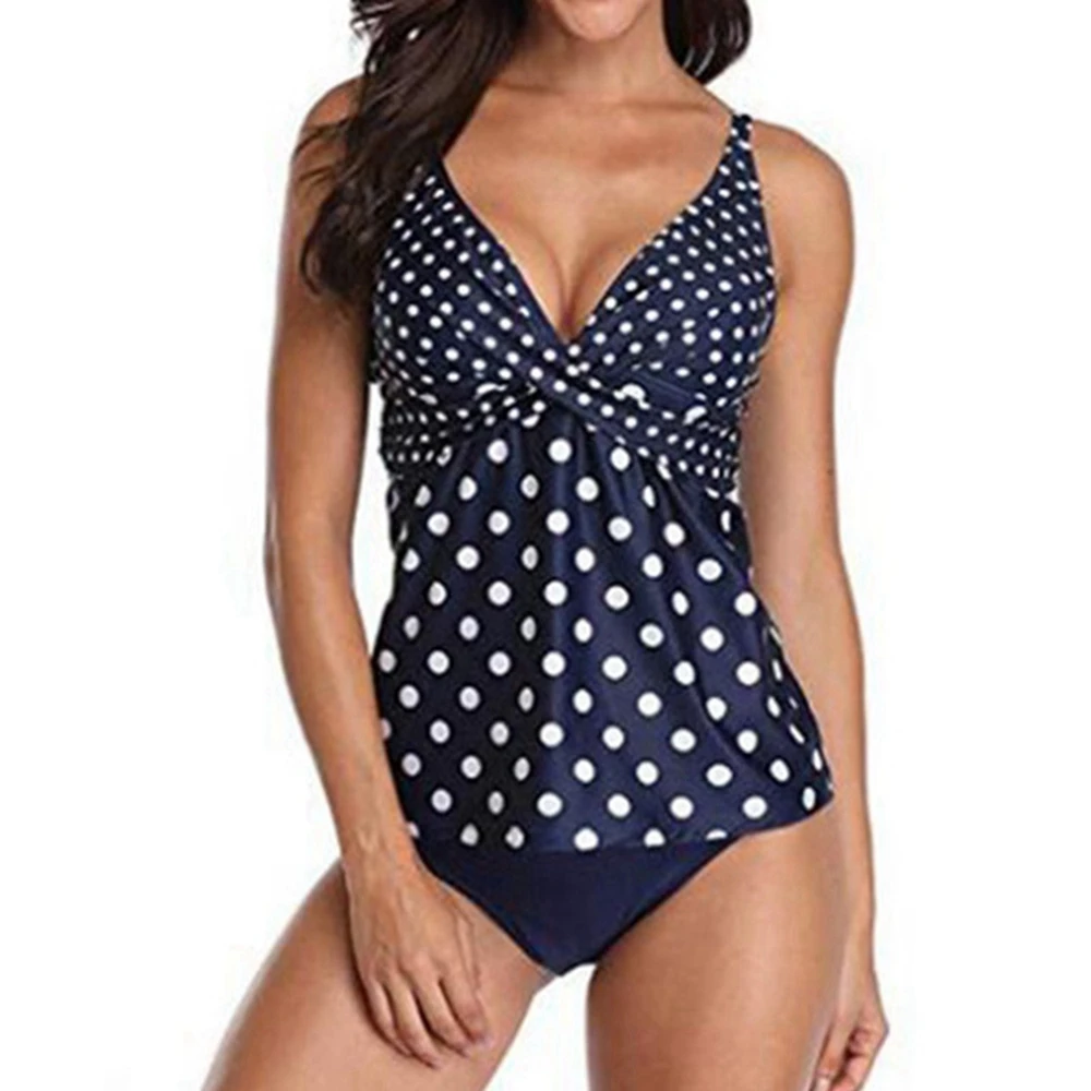 

Plus Size Dots Tankini Two Piece Swimsuit Twist Swimsuit Polka Dots Bathing Suit Swimming Suit for Women Plus Size Swimwear