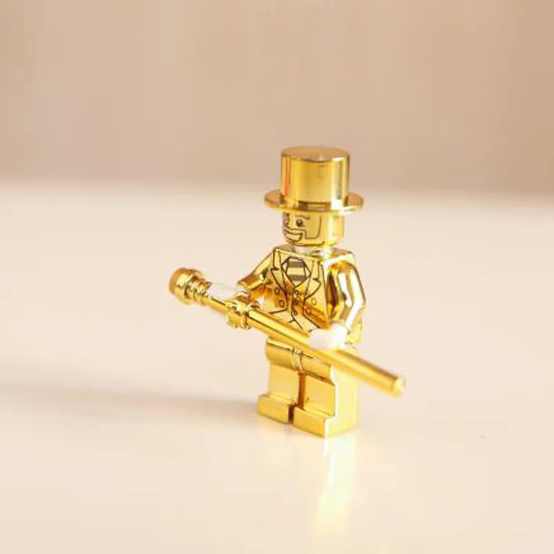 

6Pcs/Lot New Mr Gold Limited Edition Chrom Golden Mini Dolls Collection Compatible legoe series 10 building blocks bricks toys