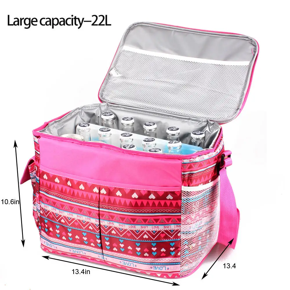 22L Rose red SANNE 6L/13L/22L утепленная сумка-холодильник для женщин полиэстер водонепроницаемая сумка для льда Портативная сумка для пикника - Цвет: 22L Rose red