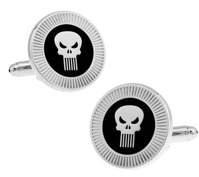 

Promotion! Men Cufflinks wholesale&retail top copper Designer Punisher Brand Cuff links Fashion silver color free shipping