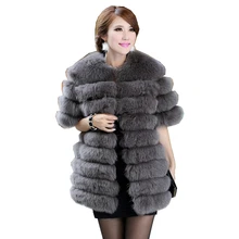 TopFurMall) Роскошные брендовые новые женские пальто из натурального меха лисы куртка с коротким рукавом женские зимние меховое пальто VK1036