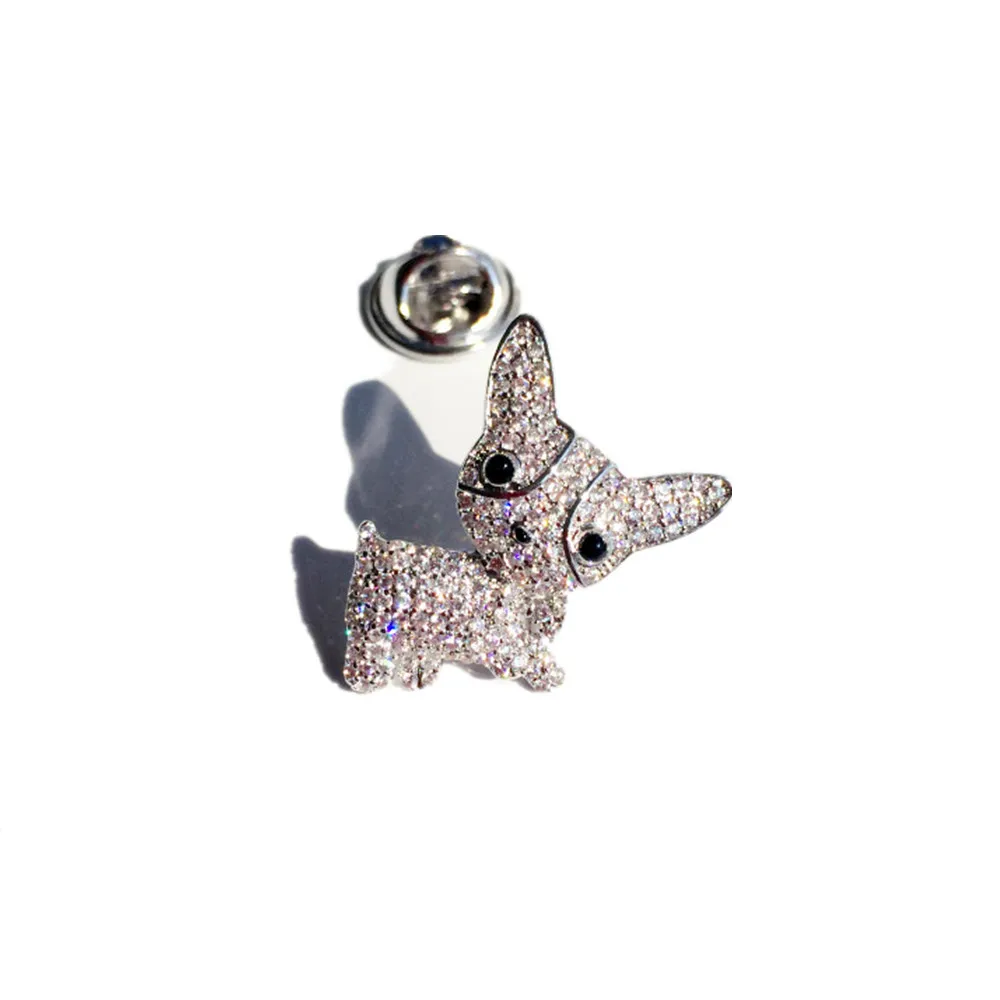 

New Arrival Cute Lovely Animal Dog Brooches for Women Men Wedding Fashion Zircon Hijab Scarf Tips Collar Pins Jewelry Gift