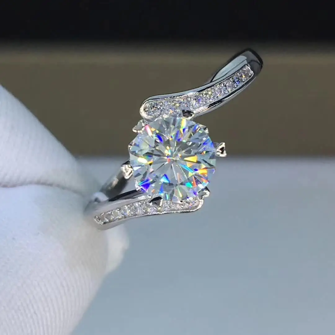 S925 серебро Платиновое Покрытие обручальные кольца для женщин 1ct карат муассанит VVS1 ясность D Цвет