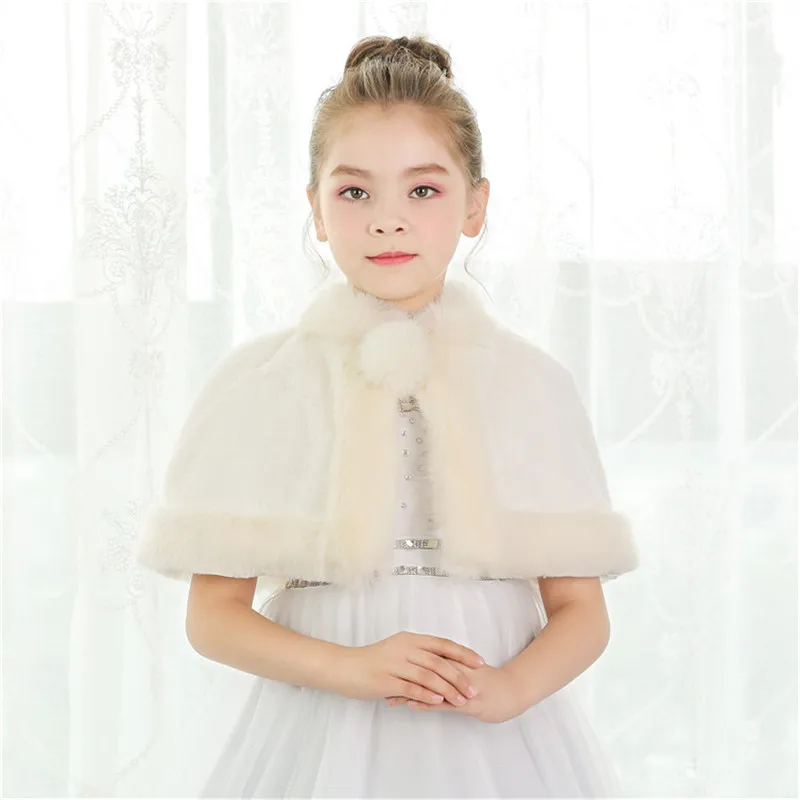 Baby Girls Winter Jacket 2017 Thicken Warm Fuax Fur Cloak for Flower