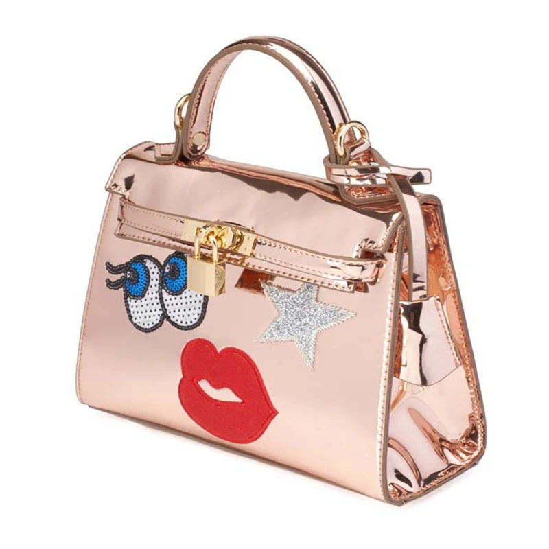 Fashion Rose Gold Handbags Tote Lip Eyes Bags Korean Casual Pu Cartoon Bags Big Eyes Lock Bag Paint Sequin Star Eyes Package Hot Handbag Trendy Handbagpackage Box Aliexpress