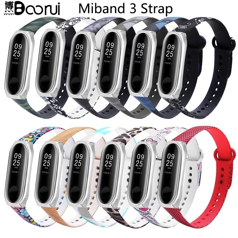 BOORUI новейший ремешок для Miband 3 с серебристым металлическим корпусом mi band