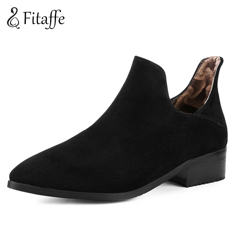 

FITAFFE Shoes Woman New Autunmn Spring Woman Boots Comfortable Med Heel Boots Gey Black Green Brown Sxey Pointed Toe Shoes AI107